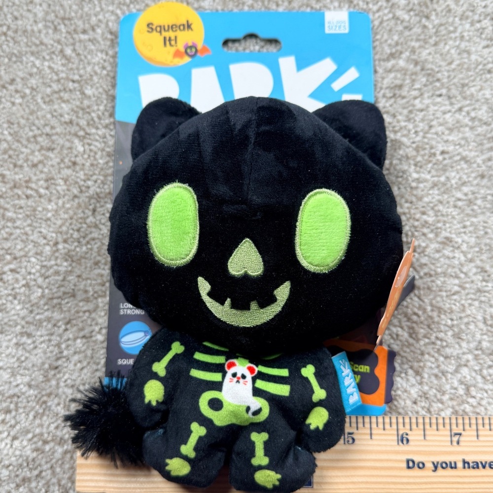 Bark Afraid of the Bark CAT Scan Kitty Skeleton Dog Toy Squeak Crinkle Halloween